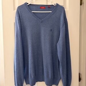 EUC Men’s blue V-neck eyes sweater long sleeve large